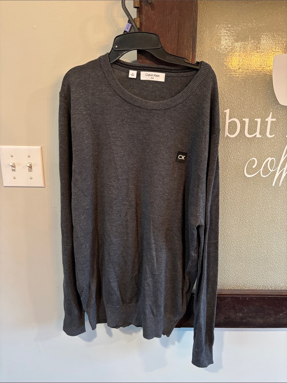 Calvin Klein Men's Charcoal Gray Crewneck Sweater